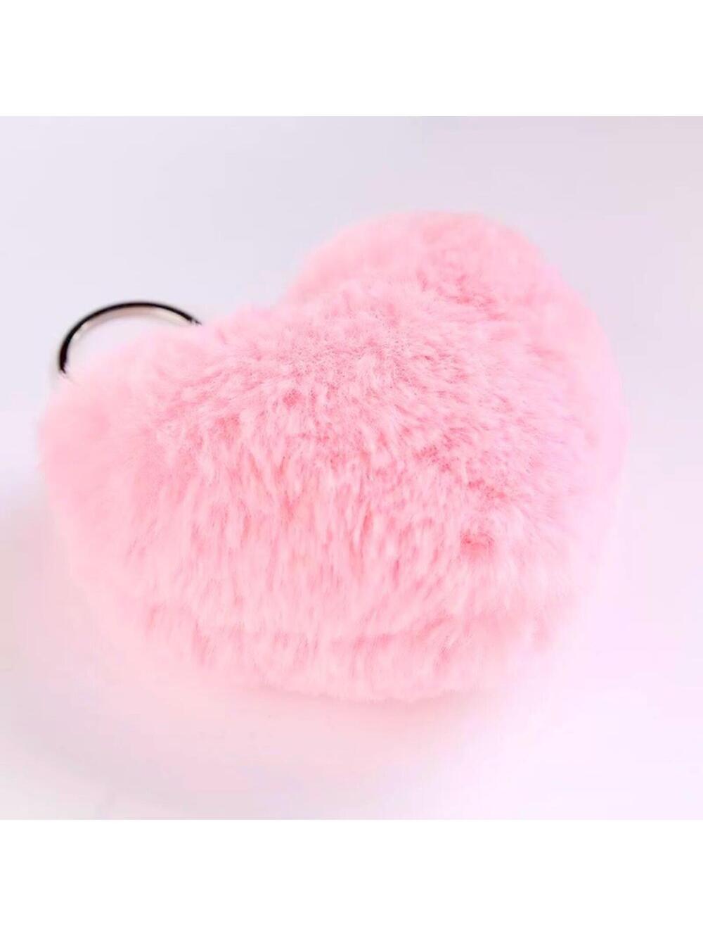Pink Heart Puff Keychain